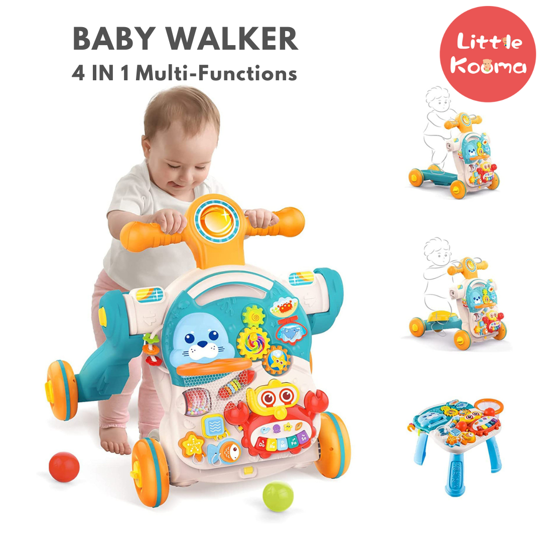 Huanger Baby Push Walker 4 in 1 Activity Center | Balance Bike | Scooter - Little Kooma