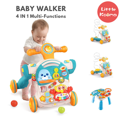 Huanger Baby Push Walker 4 in 1 Activity Center | Balance Bike | Scooter - Little Kooma