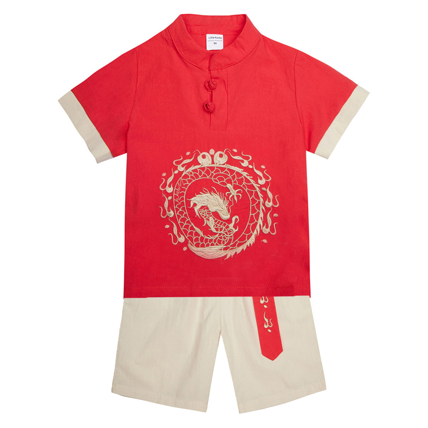 Baby Kids Boys Dragon Red Cheongsam Set Top n Shorts CNY Chinese New Year Outfit - Little Kooma