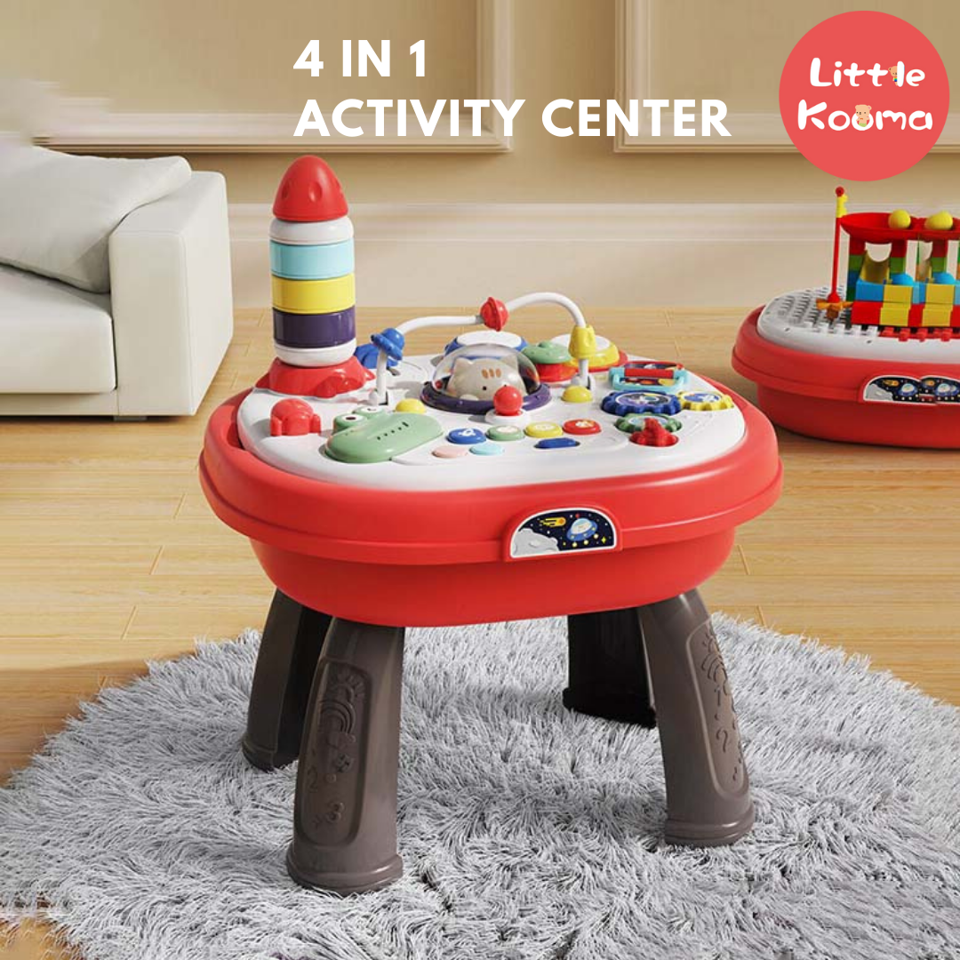 Baby Activity Center 4-In-1 Multi Functional Active Learning Center Activity Station And Block Building Table - Little Kooma