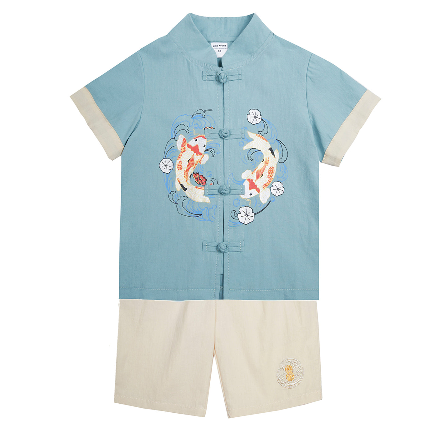 Baby Kids Boys Carp Fish Liyu Cheongsam Set Top n Shorts CNY Chinese New Year Outfit - Little Kooma