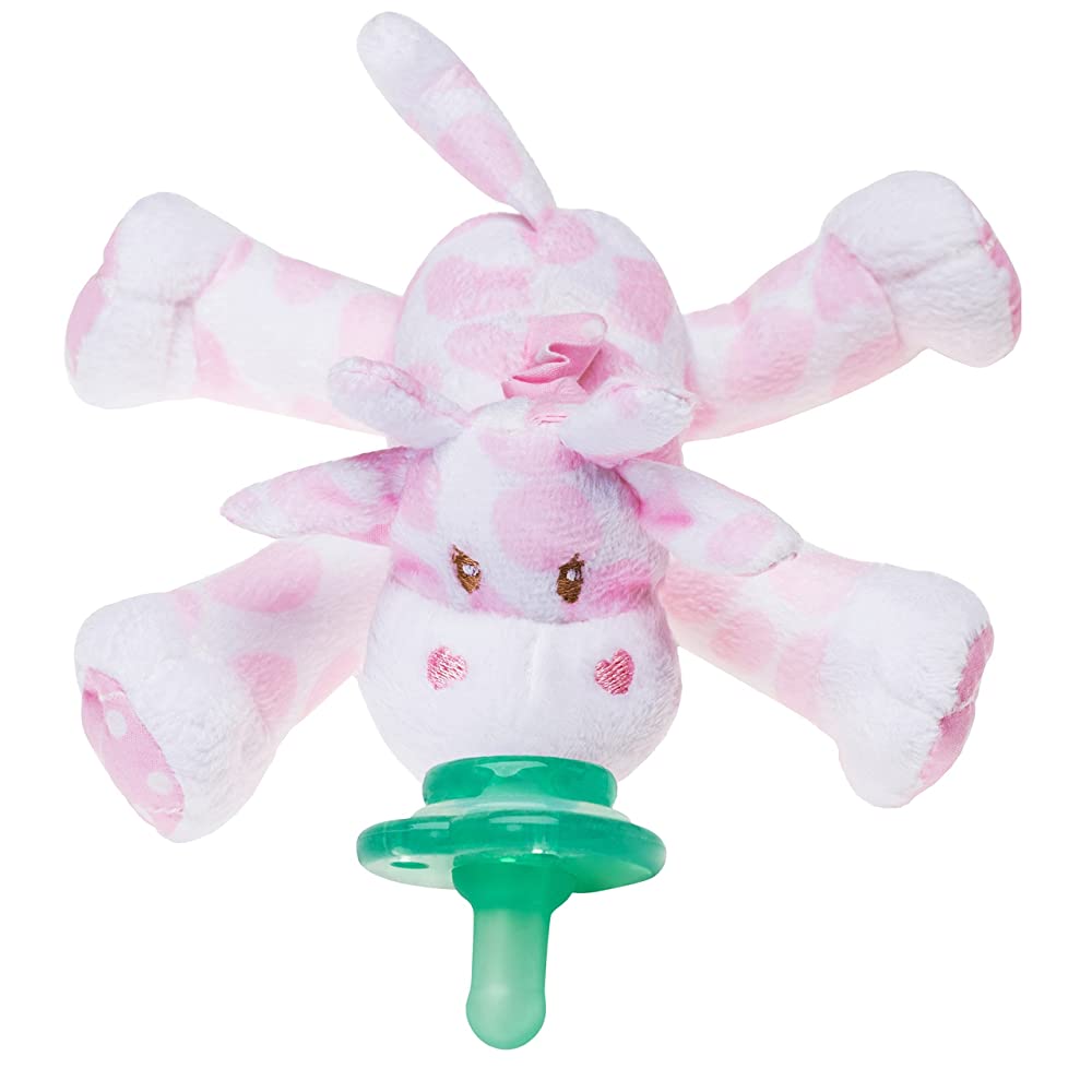 Nookums Paci-Plushies Buddies - Pink Giraffe Pacifier Holder - Plush Toy Includes Detachable Pacifier - Little Kooma