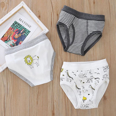 Baby Kid Boys Cotton Brief Underwear Jungle Animals Blue Bear 3 Pack - Little Kooma