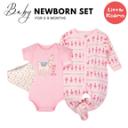Luvable Friends Baby Bodysuit Sleepsuit Bib 3 Piece Layette Set 72322CH Llama Love - Little Kooma