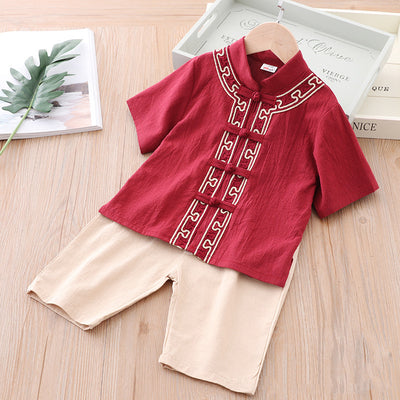 [KB02] Kids Boys Cheongsam Set Top n Shorts CNY Chinese New Year Outfit - Little Kooma