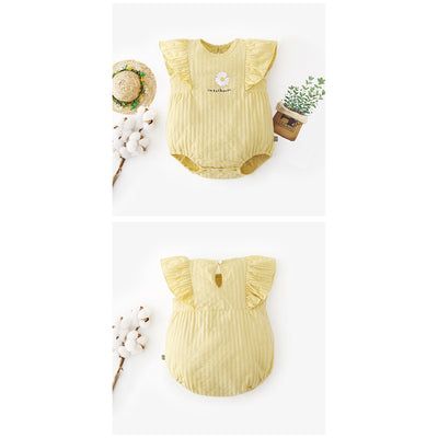 [ZBG07] Baby Girl Ruffled Sleeve Bodysuit w White Flower - Little Kooma
