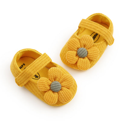 Baby Girl Woolen Covered Flats w Flower - Little Kooma