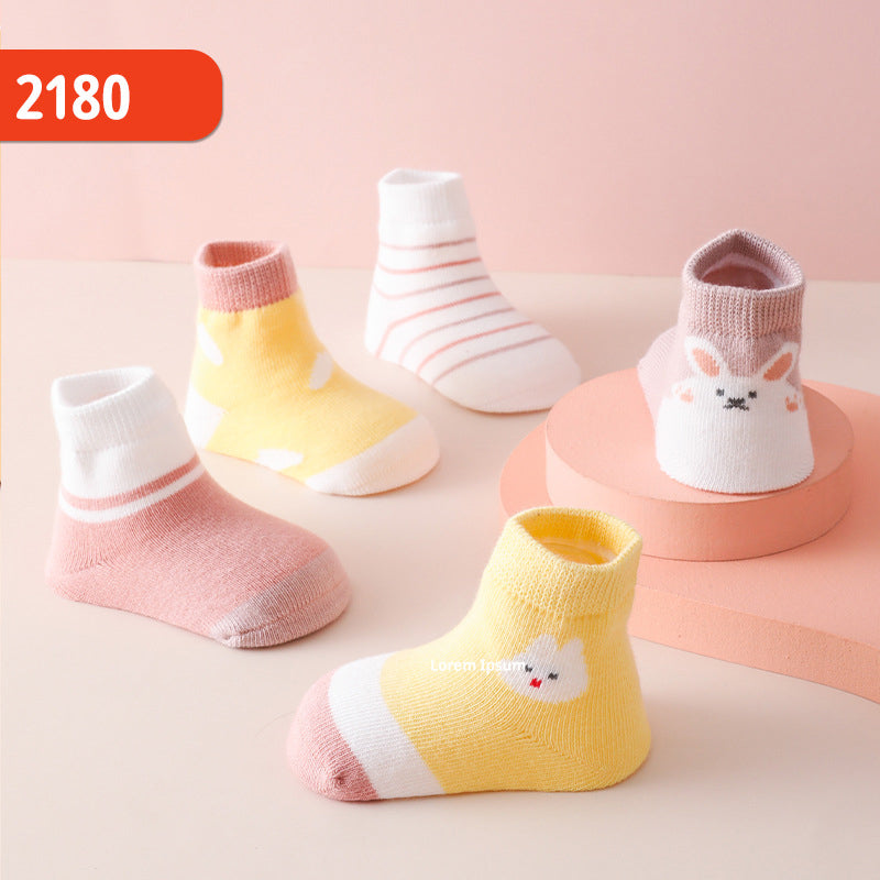 Baby Kids Girl Cartoon Ankle Socks 5 Pairs Set - Little Kooma