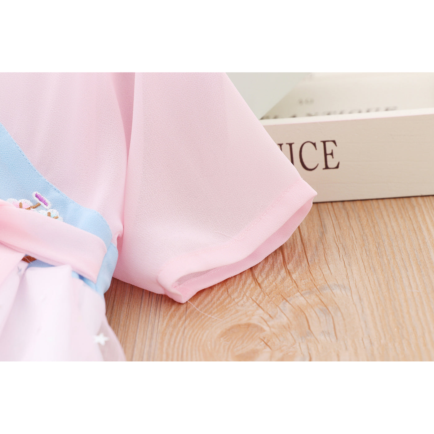 [KG12] Kids Girls Star All-over Voile Splicing Cheongsam Dress w Embroidered Bunnies CNY Chinese New Year Outfit - Little Kooma
