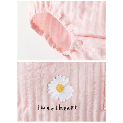 [ZBG07] Baby Girl Ruffled Sleeve Bodysuit w White Flower - Little Kooma
