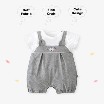Baby Bear Fake Two Piece Romper w Suspenders - Little Kooma