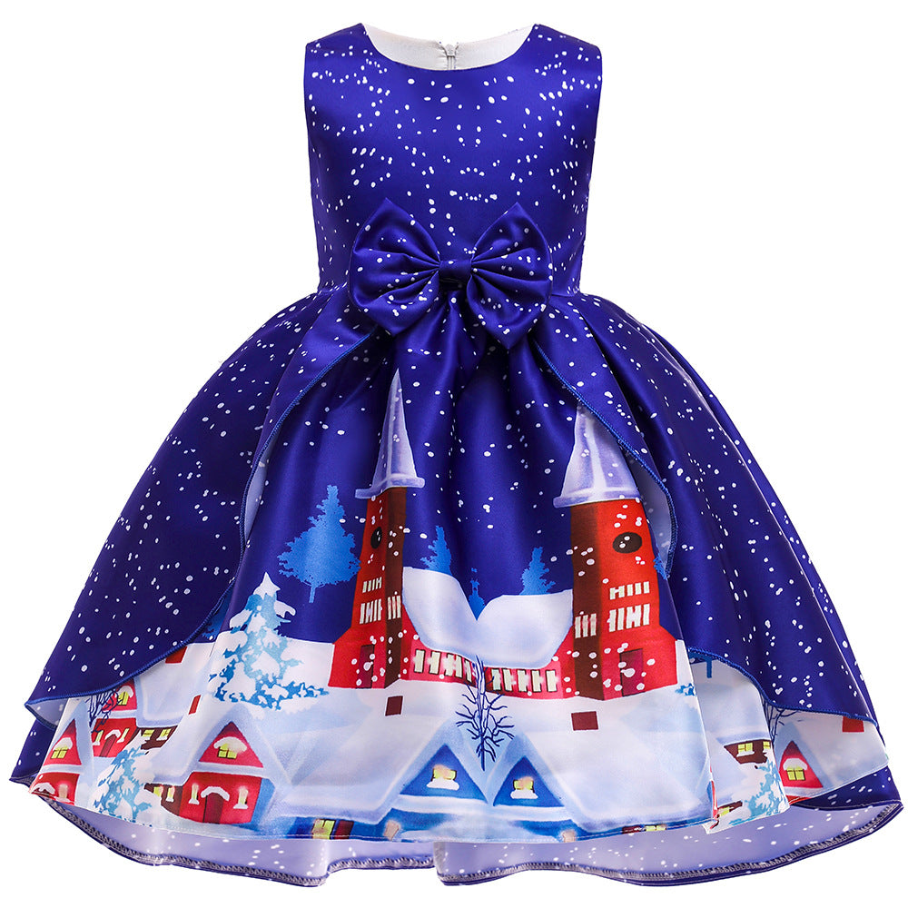 Kids Girls Sleeveless Santa Dress Big Bowtie Christmas Outfit w Zip - Little Kooma