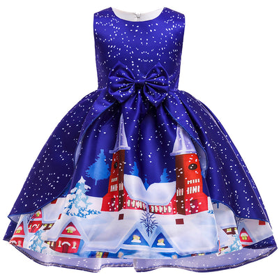 Kids Girls Sleeveless Santa Dress Big Bowtie Christmas Outfit w Zip - Little Kooma