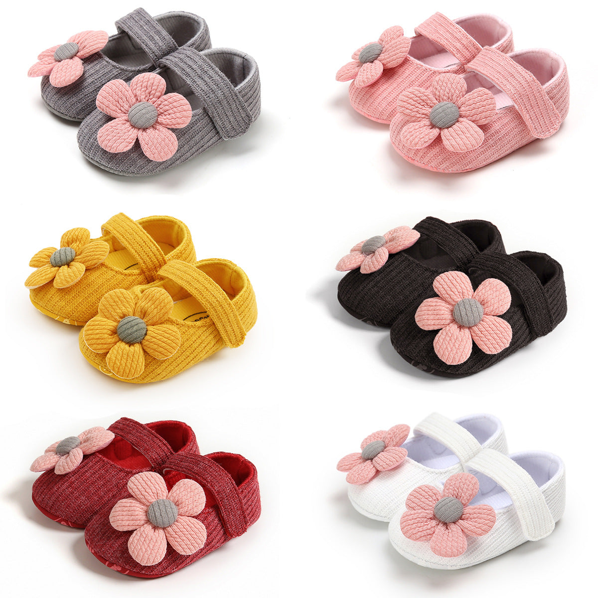 Baby Girl Woolen Covered Flats w Flower - Little Kooma