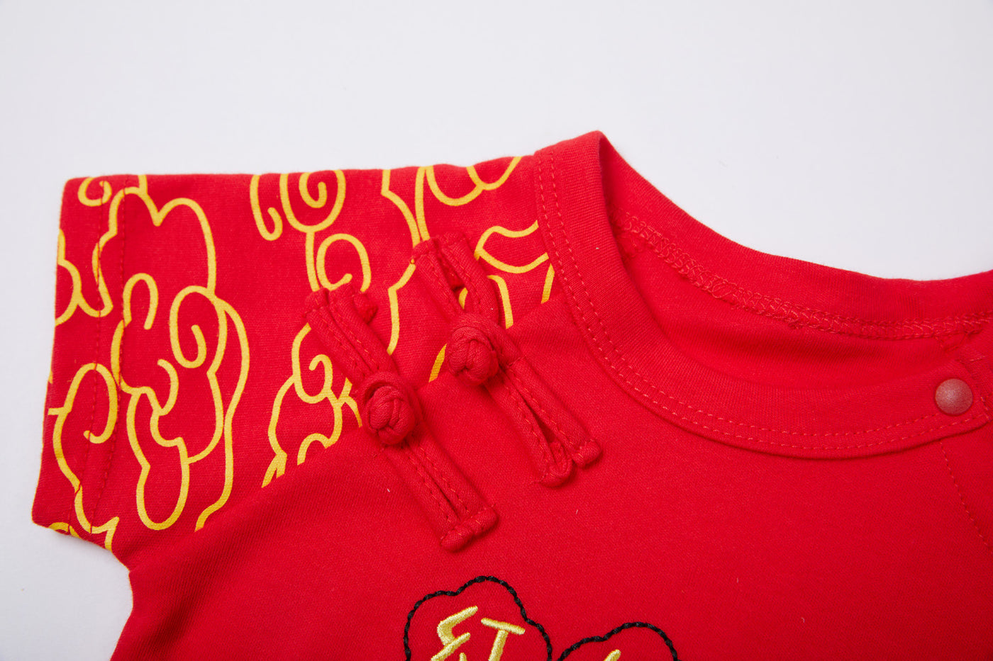 Baby Boy Red Cheongsam Romper My First Chinese New Year & Leave Ang Bao Here - Little Kooma