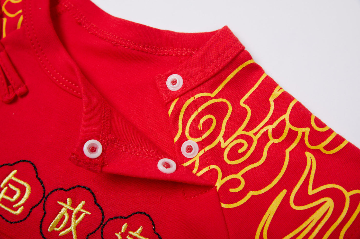 Baby Boy Red Cheongsam Romper My First Chinese New Year & Leave Ang Bao Here - Little Kooma