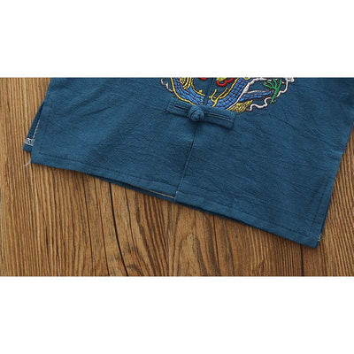 [KB09] Boys Cheongsam Set Embroidered Dragon Front Buttons CNY Chinese New Year Outfit - Little Kooma