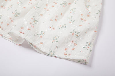 Baby Kids Girl Ivory Floral Cheongsam Dress w Embroidered Branches Green Leaves n Pink Flowers Prints - Little Kooma