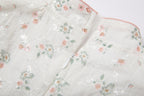 Baby Kids Girl Ivory Floral Cheongsam Dress w Embroidered Branches Green Leaves n Pink Flowers Prints - Little Kooma