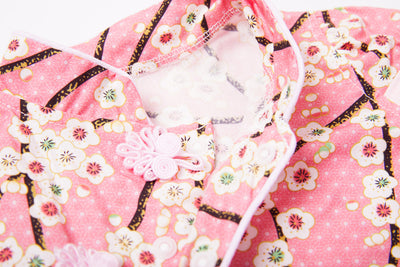 Baby Girl Cheongsam Romper Pink w White Plum Flowers - Little Kooma