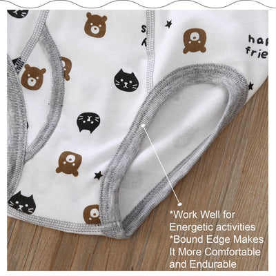 Baby Kid Boys Cotton Brief Underwear Jungle Animals Blue Bear 3 Pack - Little Kooma