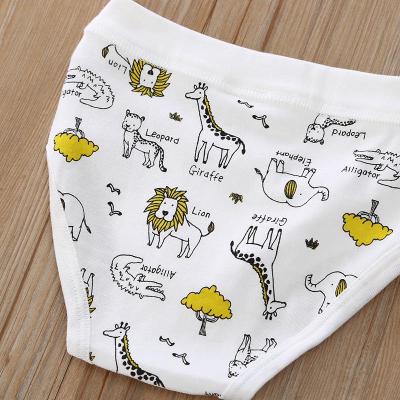 Baby Kid Boys Cotton Brief Underwear Jungle Animals Blue Bear 3 Pack - Little Kooma
