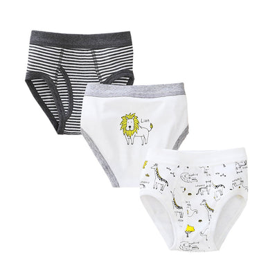 Baby Kid Boys Cotton Brief Underwear Jungle Animals Blue Bear 3 Pack - Little Kooma