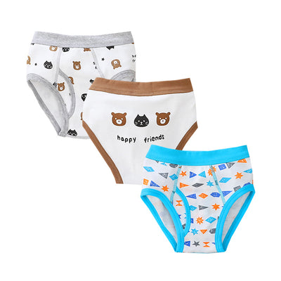 Baby Kid Boys Cotton Brief Underwear Jungle Animals Blue Bear 3 Pack - Little Kooma