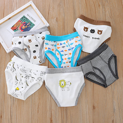 Baby Kid Boys Cotton Brief Underwear Jungle Animals Blue Bear 3 Pack - Little Kooma