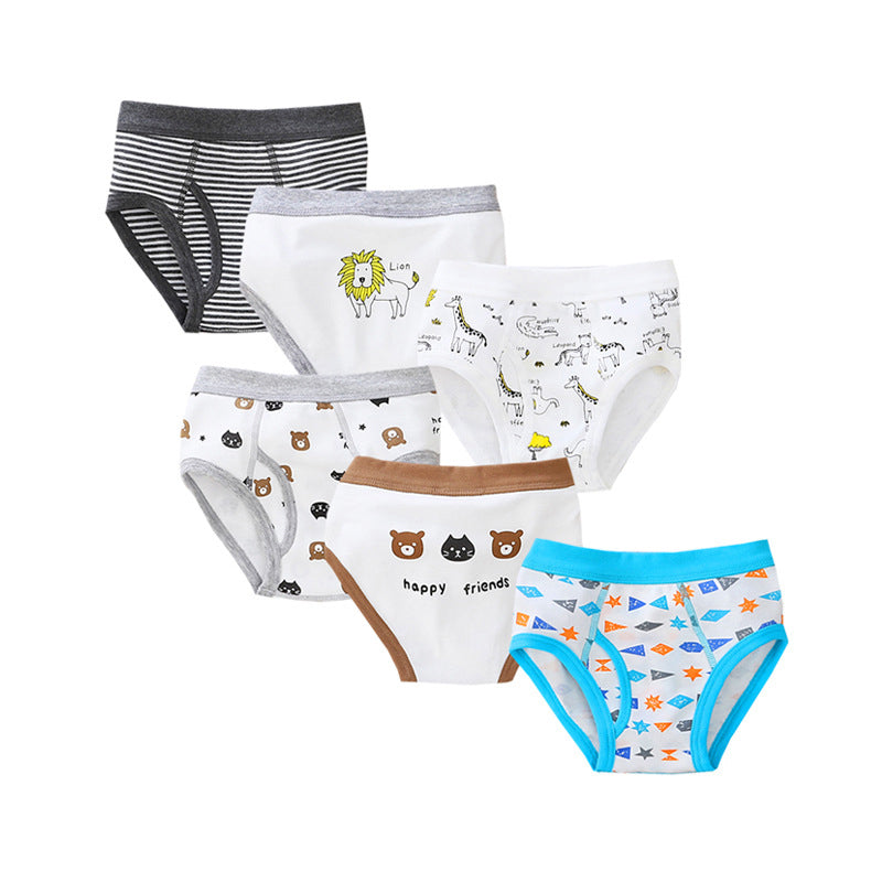 Baby Kid Boys Cotton Brief Underwear Jungle Animals Blue Bear 3 Pack - Little Kooma
