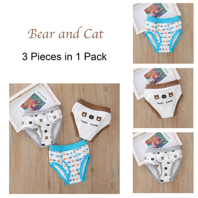 Baby Kid Boys Cotton Brief Underwear Jungle Animals Blue Bear 3 Pack - Little Kooma