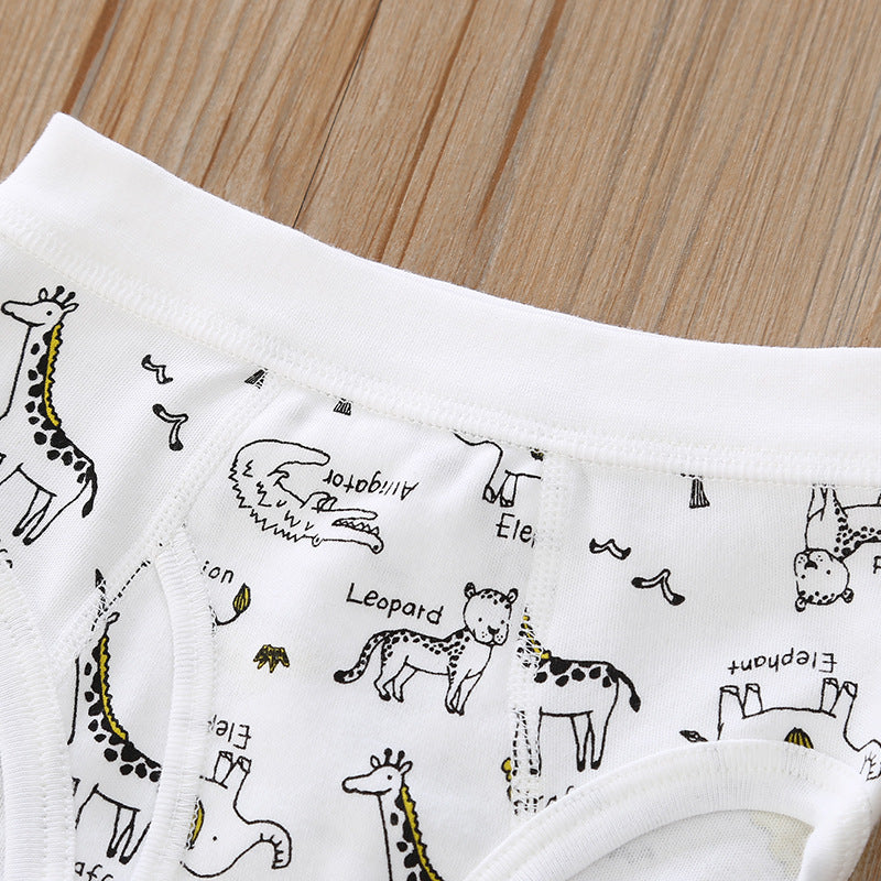 Baby Kid Boys Cotton Brief Underwear Jungle Animals Blue Bear 3 Pack - Little Kooma