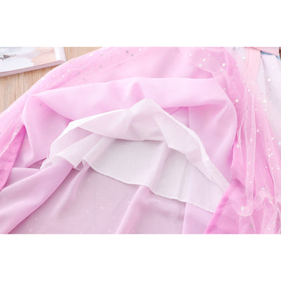 [KG12] Kids Girls Star All-over Voile Splicing Cheongsam Dress w Embroidered Bunnies CNY Chinese New Year Outfit - Little Kooma