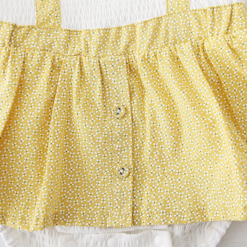 [ZBG08] Baby Girl Fake Two Piece Collar Suspender Bodysuit Dress - Little Kooma