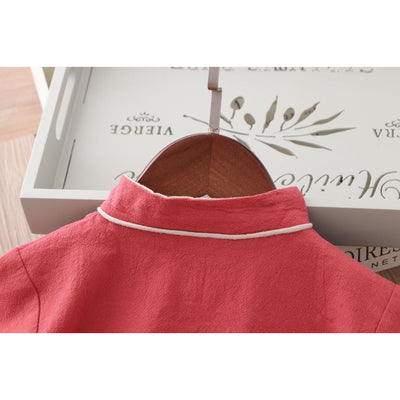 [KB08] Kids Boys Cheongsam Set Top n Shorts Embroidered Crane n Auspicious Clouds CNY Chinese New Year Outfit - Little Kooma