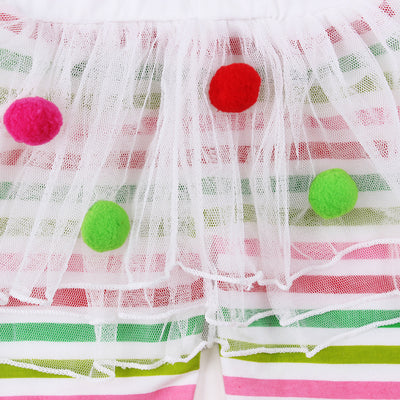 Girl's Christmas Outfit Long Sleeve White Top w Elk n Voile Skirt Pants - 1125 - Little Kooma