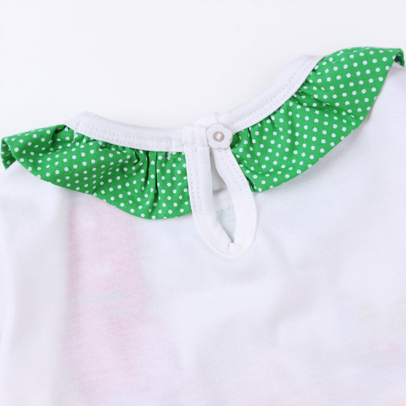 Girl's Christmas Outfit Long Sleeve White Top w Elk n Voile Skirt Pants - 1125 - Little Kooma