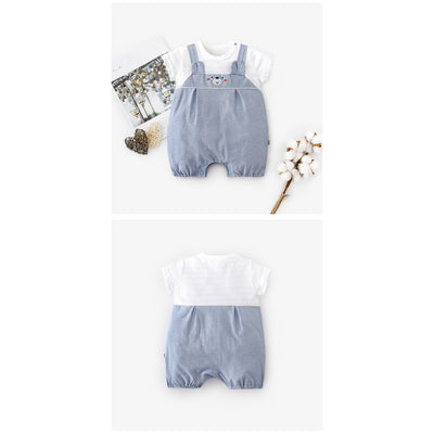 Baby Bear Fake Two Piece Romper w Suspenders - Little Kooma