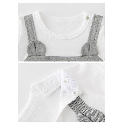 Baby Bear Fake Two Piece Romper w Suspenders - Little Kooma