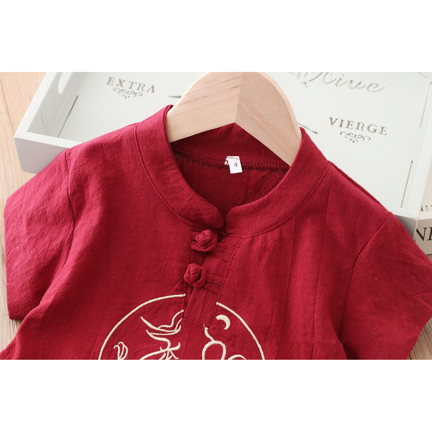 [KB05] Kids Boys Cheongsam Set Top n Shorts Embroidered Dragon n Gourd CNY Chinese New Year Outfit - Little Kooma