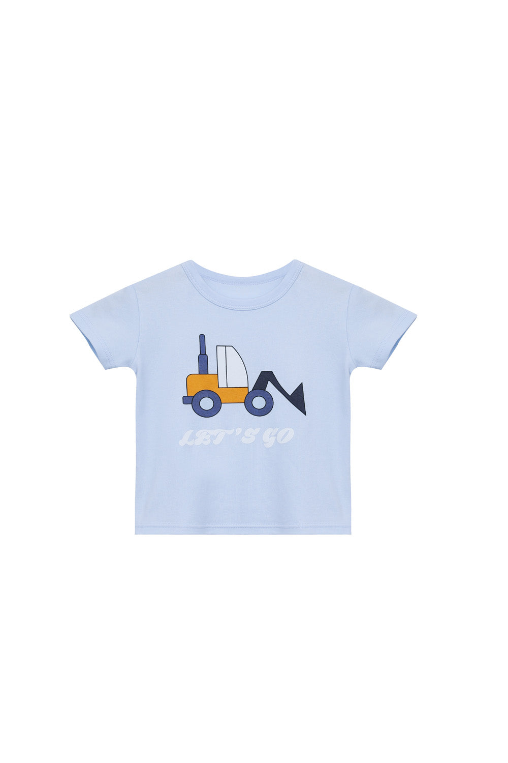 Baby Boy Bulldozer Blue Top n Dark Blue Shorts Set - Little Kooma