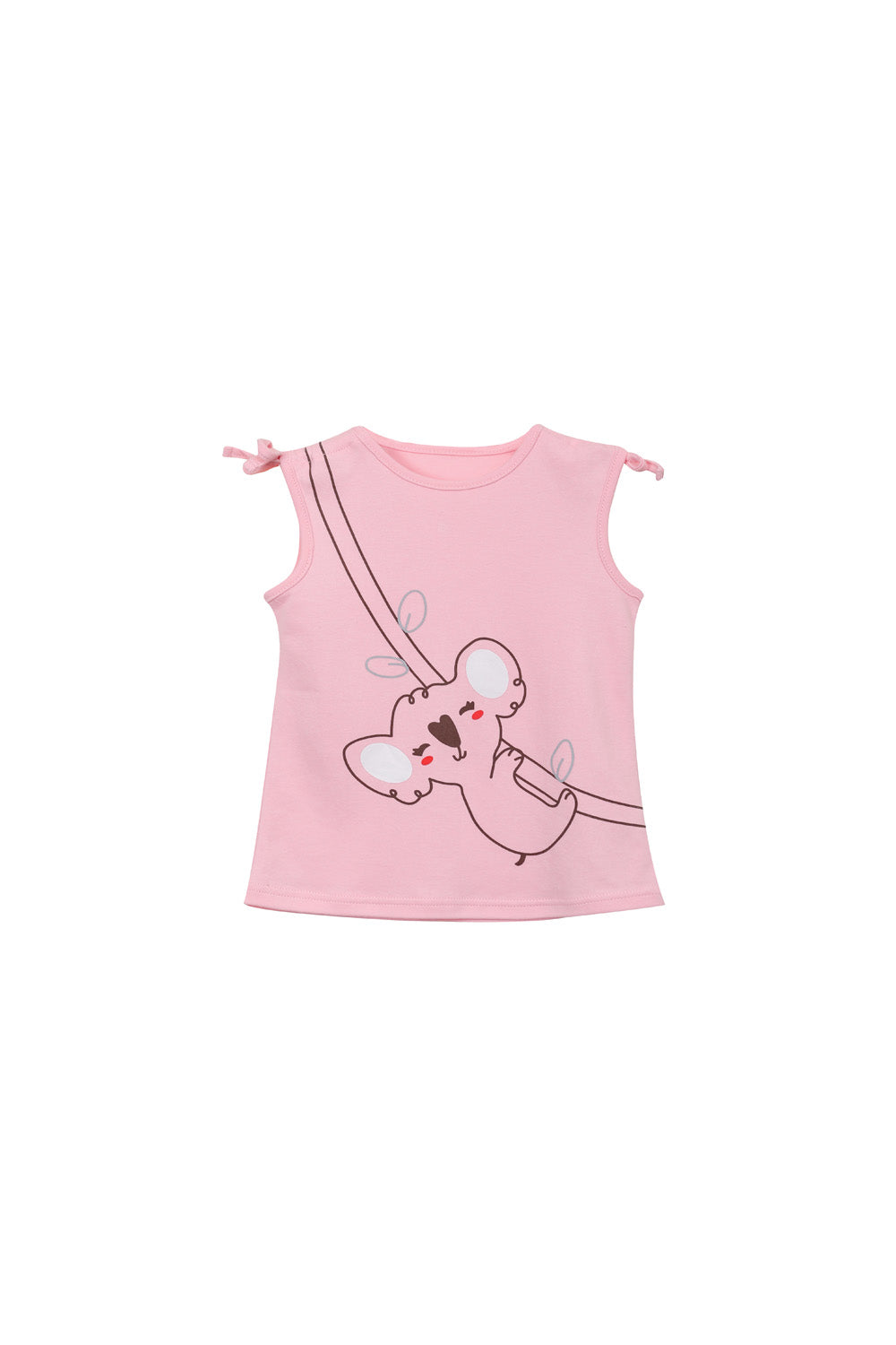 Baby Girl Knot Shoulder Pink Printed Koala Top n Shorts Set - Little Kooma