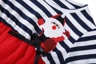 Baby Kids Christmas Outfit Stripe Santa Dress w Headband - Little Kooma