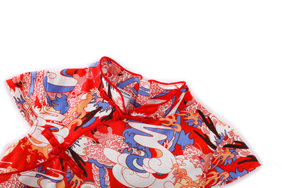 Baby Kids Girl Blue n Red Cheongsam Dress w Dragon Prints - Little Kooma