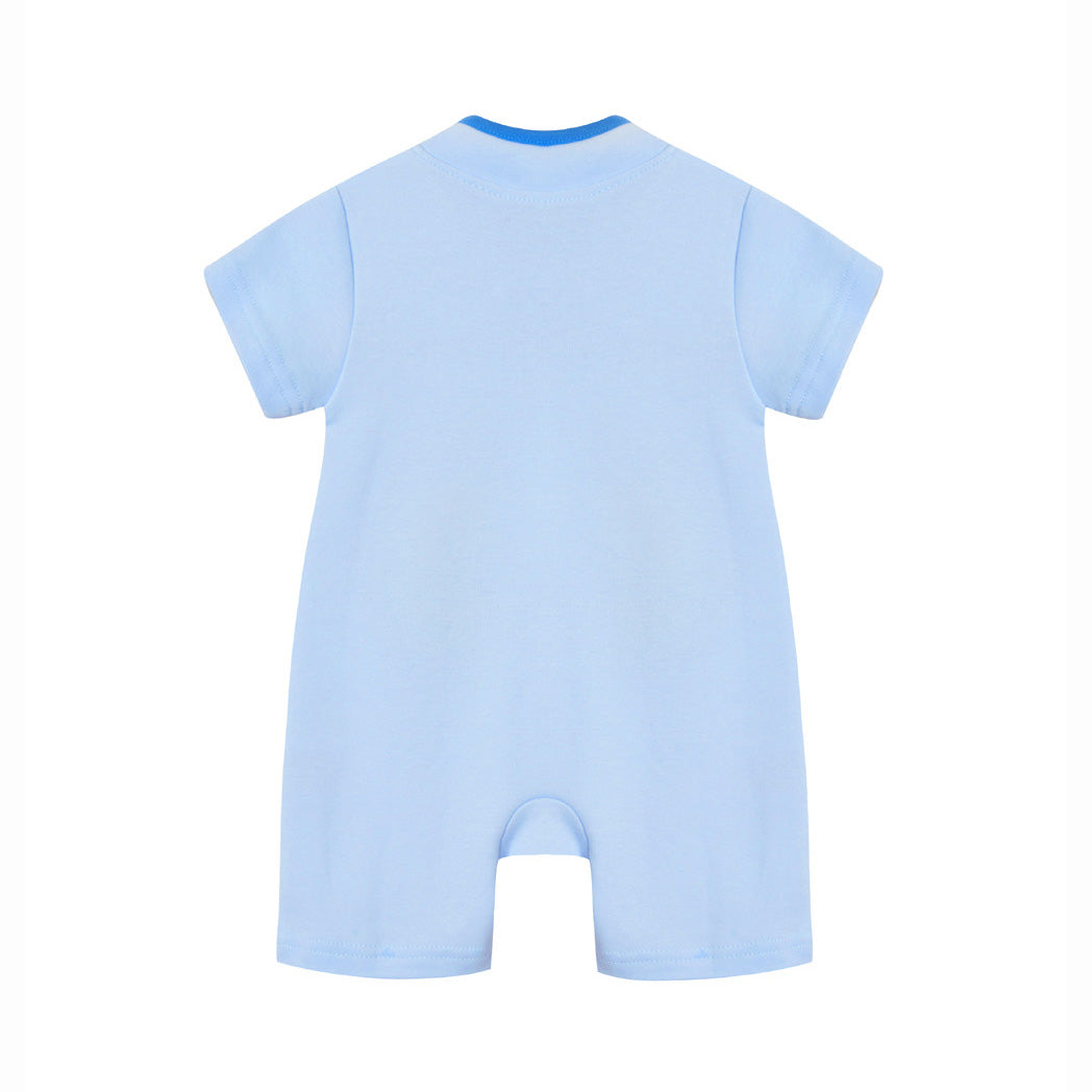 Baby Light Blue Cheongsam Romper Blue Auspicious Clouds Gold Dragon - Little Kooma