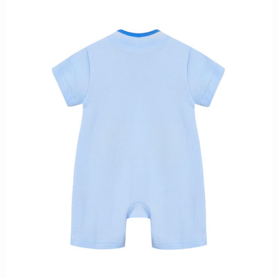 Baby Light Blue Cheongsam Romper Blue Auspicious Clouds Gold Dragon - Little Kooma