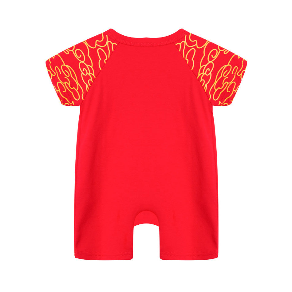 Baby Boy Red Cheongsam Romper My First Chinese New Year & Leave Ang Bao Here - Little Kooma