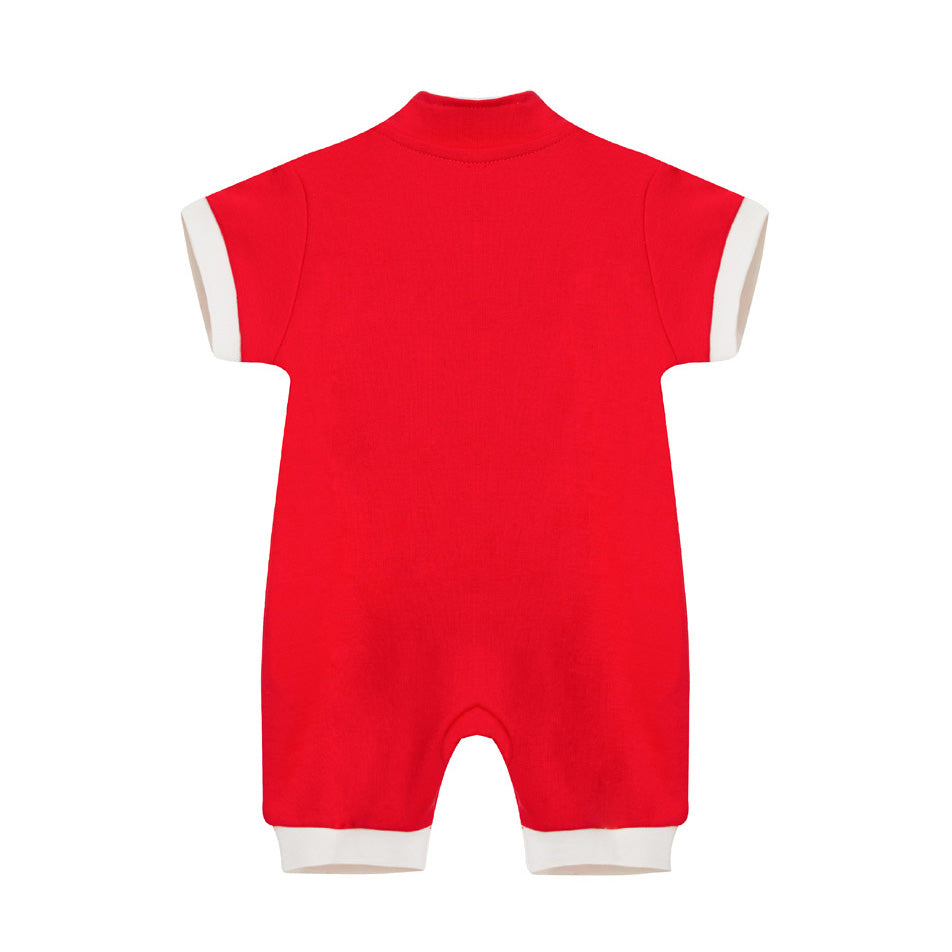 Baby Red Cheongsam Romper Gong Xi Fa Cai CNY Spring Couplets Pocket - Little Kooma