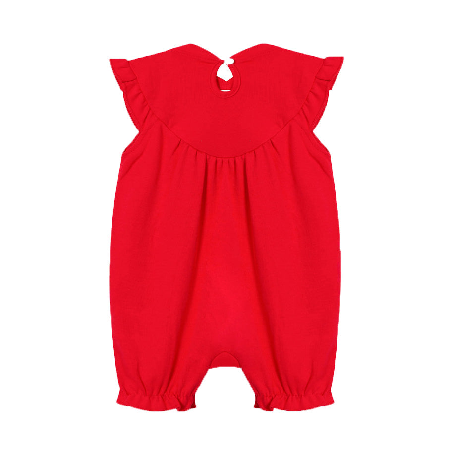 Baby Girl Cheongsam Romper Red w Pink Flowers - Little Kooma