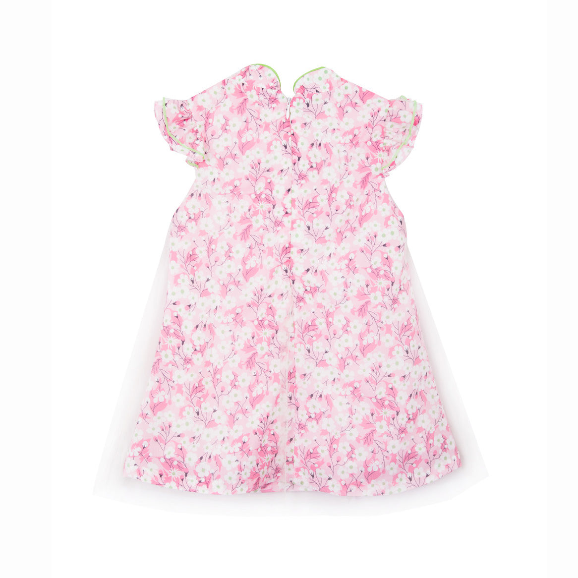Baby Kids Girl Voile Cover Pink Cheongsam Dress w White Flowers - Little Kooma